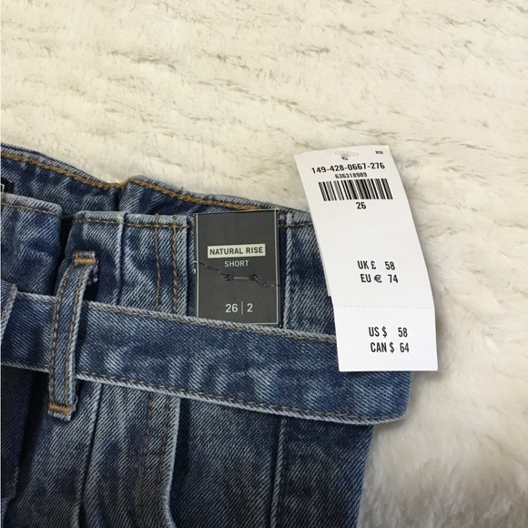 Abercrombie & Fitch Sz 26/2 Denim Paper Bag Waist Shorts Natural Rise High Rise - Picture 8 of 11